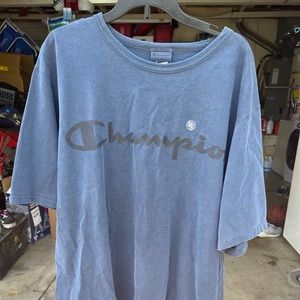 Champion Navy faded shirt with black logo on front